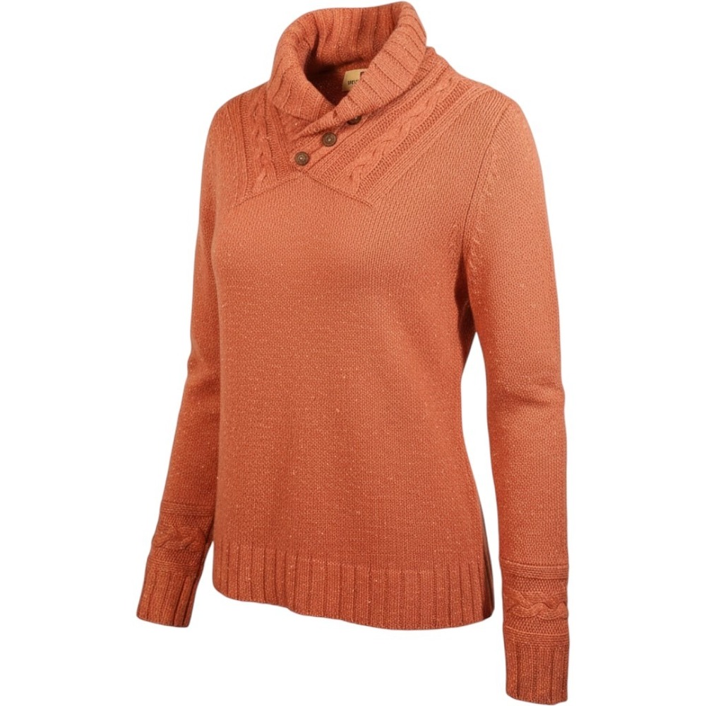 Woolrich Sweater Womens Small Ruby Heather Button Funnel Neck Ramie Wool Blend